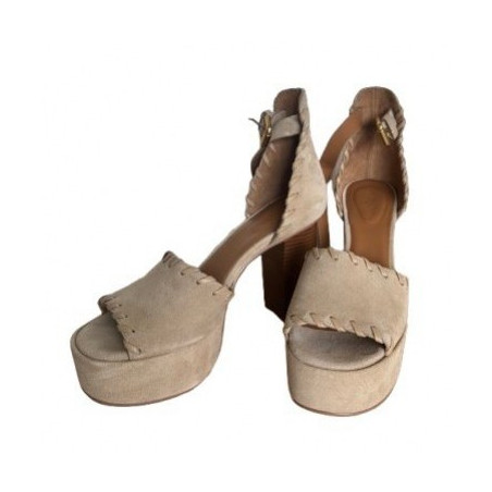 SEE BY CHLOÉ Suede chip sandals with a high heel - Pre-loved Designer Second Hand | LUXURYLOVE