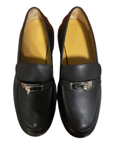 HERMÈS  Icône Mokassin Loafer schwarz 39 Pre-owned Designer Secondhand Luxurylove