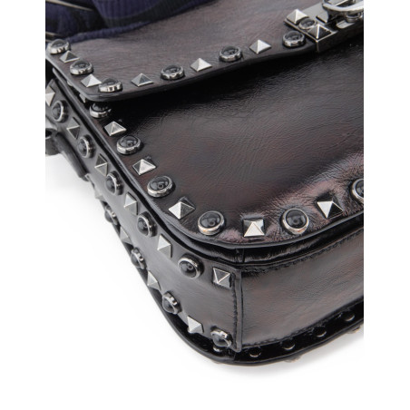 VALENTINO GARAVANI Rockstud Rolling Bag mit Guitar-Strap Leder schwarz Pre-owned Designer Secondhand Luxurylove