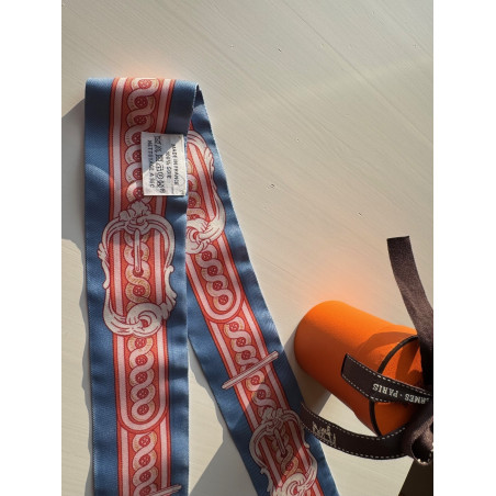 HERMÈS Twilly Seidentuch Bandeau blau rot NEU Pre-owned Designer Secondhand Luxurylove