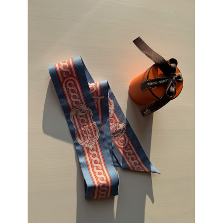 HERMÈS Twilly Seidentuch Bandeau blau rot NEU Pre-owned Designer Secondhand Luxurylove