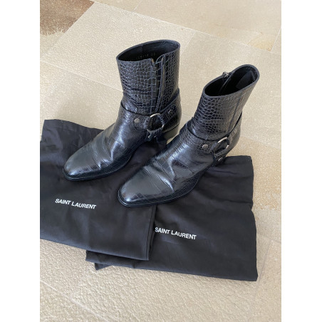 SAINT LAURENT Wyatt Boots schwarz 40 Pre-owned Designer Secondhand Luxurylove