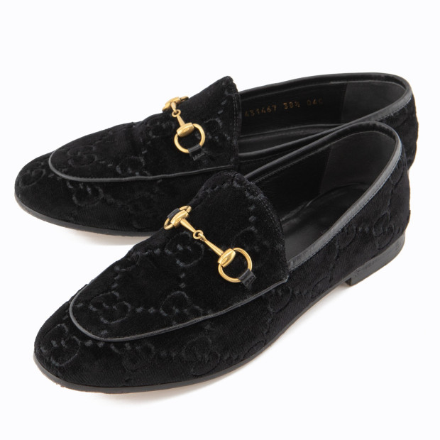 GUCCI Jordaan Horsebit GG velvet loafer - Pre-loved Designer Second Hand | LUXURYLOVE