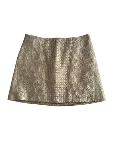 ALEXANDER MCQUEEN Leather Mini Skirt Gold - NEW - Pre-loved Designer Second Hand | LUXURYLOVE