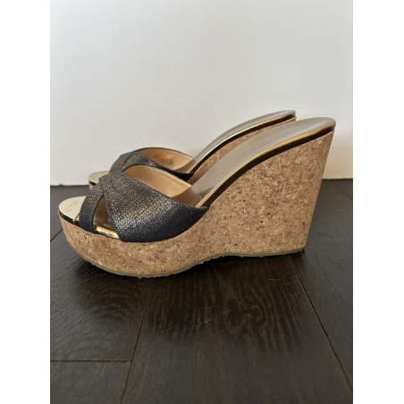 JIMMY CHOO Sandalette Keilabsatz 39 Pre-owned Designer Secondhand Luxurylove