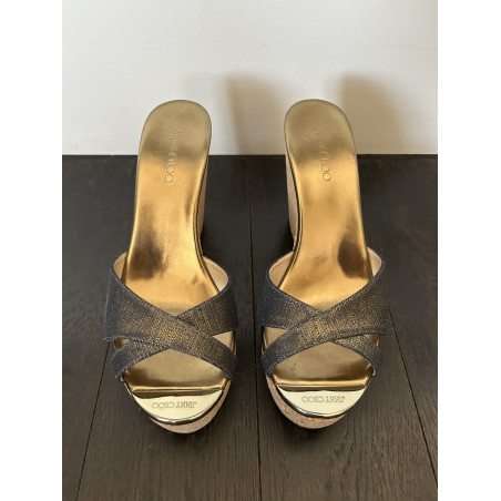 JIMMY CHOO Sandalette Keilabsatz 39 Pre-owned Designer Secondhand Luxurylove