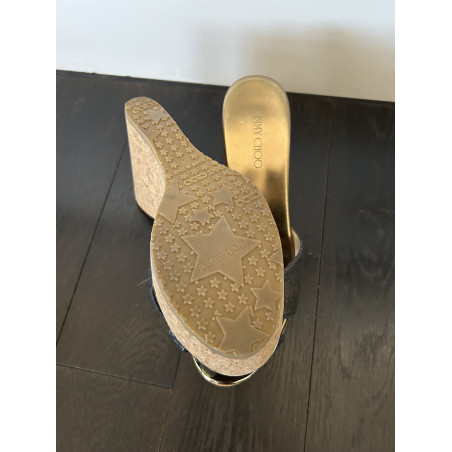 JIMMY CHOO Sandalette Keilabsatz 39 Pre-owned Designer Secondhand Luxurylove