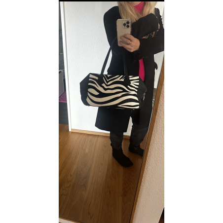 KAREN MILLEN Schultertasche Zebra Print NEU Pre-owned Designer Secondhand Luxurylove