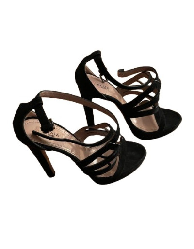 ALAÏA Plateau Sandalette Wildleder schwarz 38 Pre-owned Designer Secondhand Luxurylove