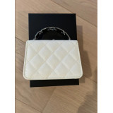 CHANEL Coco Top Handle Bag mini Caviar weiss Pre-owned Designer Secondhand Luxurylove