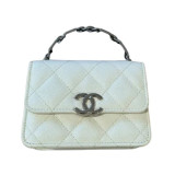 CHANEL Coco Top Handle Bag mini Caviar weiss Pre-owned Designer Secondhand Luxurylove