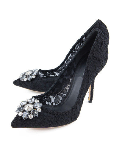 DOLCE & GABBANA Rainbow Crystal Lace Pumps mit Strass