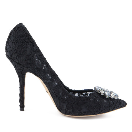 DOLCE & GABBANA Rainbow Crystal Lace Pumps mit Strass