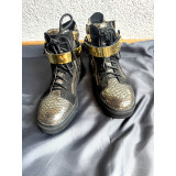 GIUSEPPE ZANOTTI Gold Snakeskin Zipper Hightop Sneaker Pre-owned Designer Secondhand Luxurylove