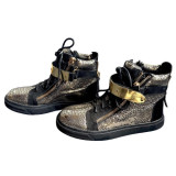 GIUSEPPE ZANOTTI Gold Snakeskin Zipper Hightop Sneaker Pre-owned Designer Secondhand Luxurylove