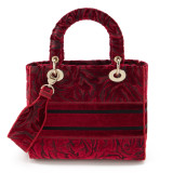 DIOR Lady D-Lite medium Samt bordeaux rot 2021 Pre-owned Designer Secondhand Luxurylove