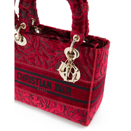 DIOR Lady D-Lite medium Samt bordeaux rot 2021 Pre-owned Designer Secondhand Luxurylove
