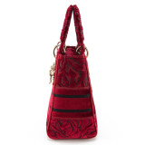 DIOR Lady D-Lite medium Samt bordeaux rot 2021 Pre-owned Designer Secondhand Luxurylove