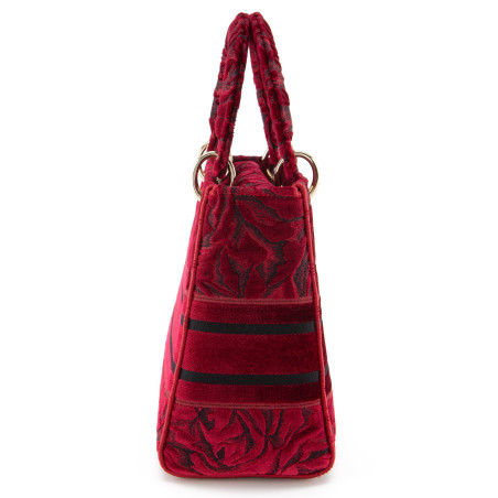 DIOR Lady D-Lite medium Samt bordeaux rot 2021 Pre-owned Designer Secondhand Luxurylove