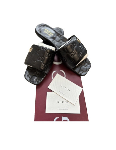GUCCI Black Meg Slides - Pre-loved Designer Second Hand | LUXURYLOVE