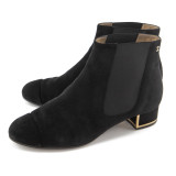 CHANEL CC Stiefeletten Suede schwarz 39.5 Pre-owned Secondhand Luxurylove