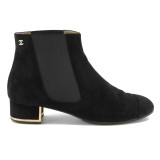 CHANEL CC Stiefeletten Suede schwarz 39.5 Pre-owned Secondhand Luxurylove