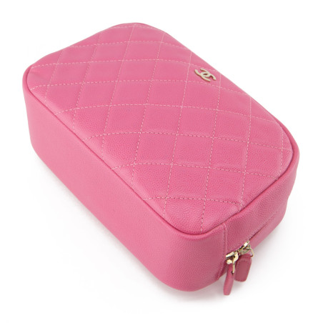 CHANEL Curvy Make-Up Pouch Vanity Bag Leder schwarz Pre-owned Designer Secondhand Luxurylove