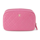 CHANEL Curvy Make-Up Pouch Vanity Bag Leder schwarz Pre-owned Designer Secondhand Luxurylove