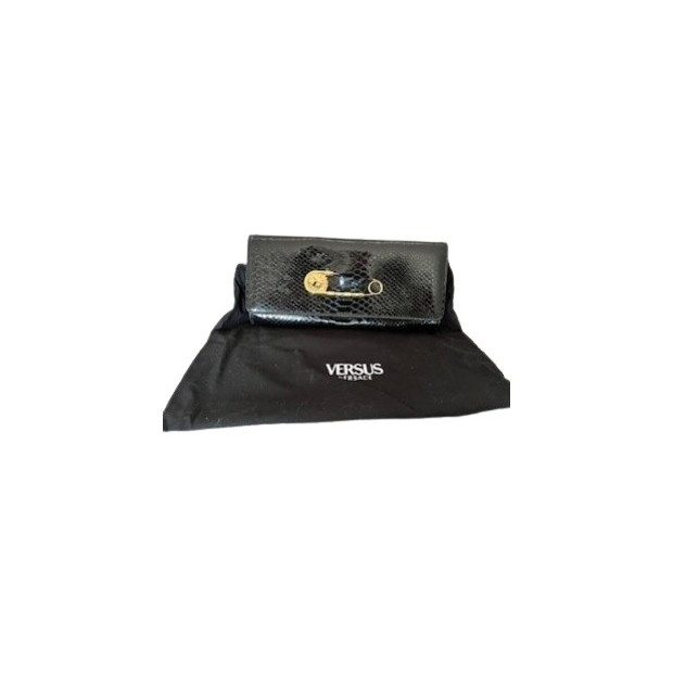 VERSACE Clutch schwarzes Leder gold  Pre-owned Designer Secondhand Luxurylove