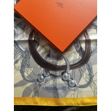 Silk scarf 90 "Cavalcadour Voltigeur" - Jaune Vif / Jaune Soufre / Brun