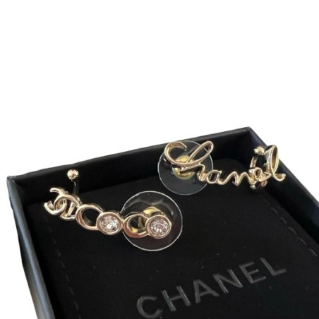 COCO CHANEL Ohrringe Strasssteine Gold Pre-owned Designer Secondhand Luxurylove