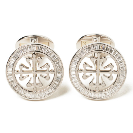 PATEK PHILIPPE Calavtrava Manschettenknöpfe Platin & Diamanten Pre-owned Designer Secondhand Luxurylove