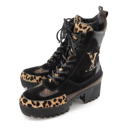 LOUIS VUITTON Laureate Ankle Boots Leo schwarz 38 Pre-owned Designer Secondhand Luxurylove