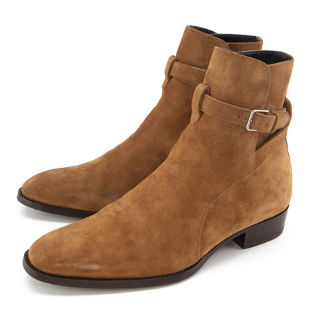 SAINT LAURENT Wyatt 30 Jodhpur Ankle Boots Wildleder braun 40.5 Pre-owned Designer Secondhand Luxurylove