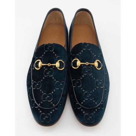 GUCCI Jordaan Horsebit Samt Loafer blau Herren 43 NEU Pre-owned Designer Secondhand Luxurylove