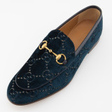 GUCCI Jordaan Horsebit Samt Loafer blau Herren 43 NEU Pre-owned Designer Secondhand Luxurylove