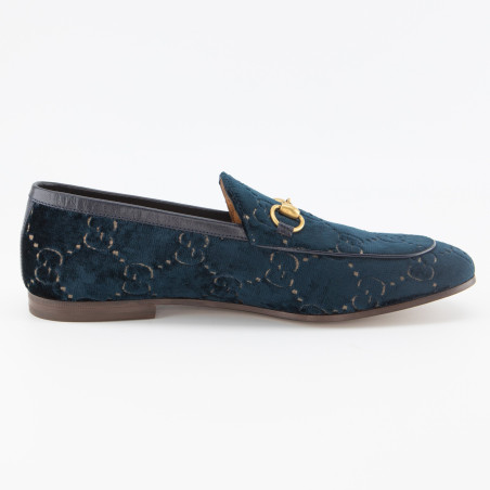 GUCCI Jordaan Horsebit Samt Loafer blau Herren 43 NEU Pre-owned Designer Secondhand Luxurylove