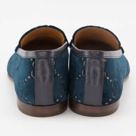 GUCCI Jordaan Horsebit Samt Loafer blau Herren 43 NEU Pre-owned Designer Secondhand Luxurylove