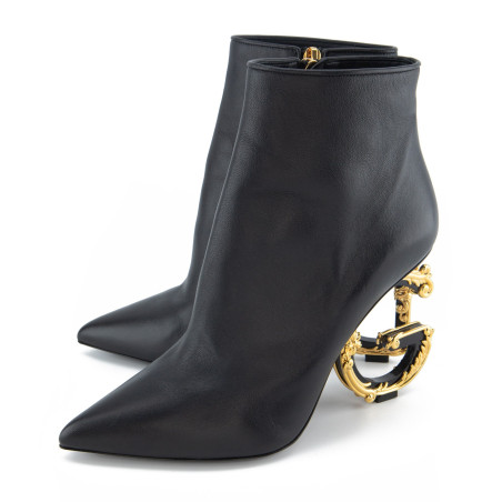 DOLCE & GABBANA Baroque DG Logo Ankle Boots schwarz 39 Pre-owned Designer Secondhand Luxurylove