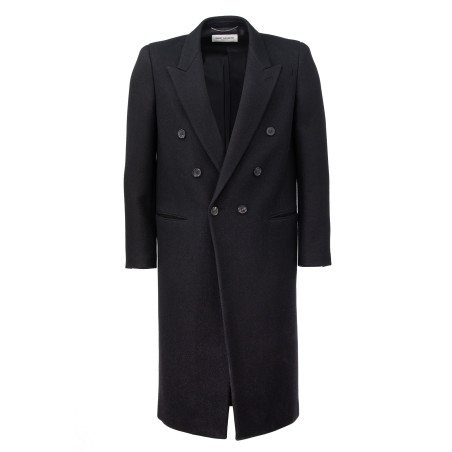 SAINT LAURENT Mantel Wolle schwarz Sparkle Herren Pre-owned Designer Secondhand Luxurylove.