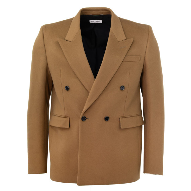 SAINT LAURENT Doppelreihiges Sakko Wolle Camel Herren Pre-owned Designer Secondhand Luxurylove.