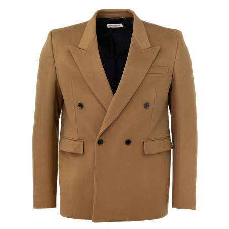 SAINT LAURENT Doppelreihiges Sakko Wolle Camel Herren Pre-owned Designer Secondhand Luxurylove.