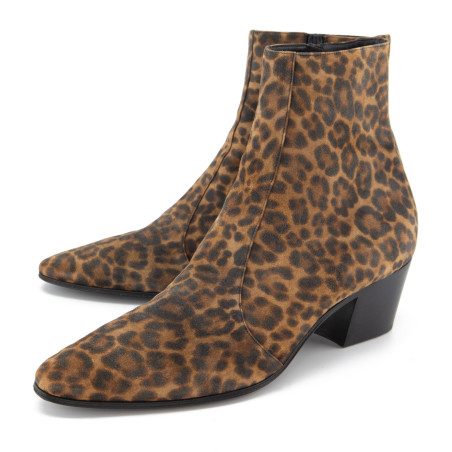 SAINT LAURENT Wyatt Leo Ankle Boots Wildleder beige 44 Pre-owned Designer Secondhand Luxurylove