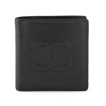 CHANEL CC Logo Compact Wallet Caviar schwarz Pre-owned Designer Secondhand Luxurylove