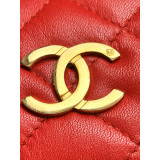 CHANEL Pocket Clutch Leder rot gold Pre-owned Designer Secondhand Luxurylove