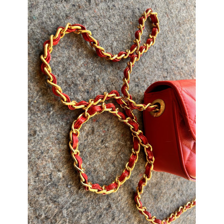 CHANEL Pocket Clutch Leder rot gold Pre-owned Designer Secondhand Luxurylove