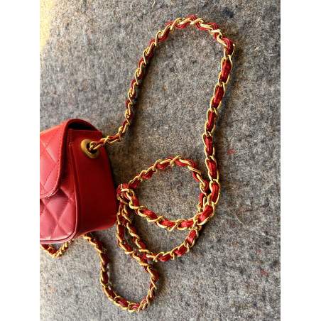 CHANEL Pocket Clutch Leder rot gold Pre-owned Designer Secondhand Luxurylove
