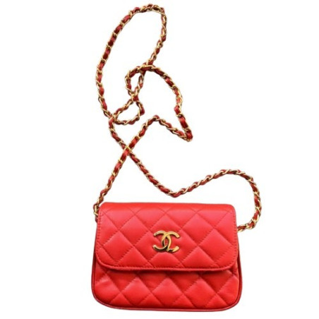CHANEL Pocket Clutch Leder rot gold Pre-owned Designer Secondhand Luxurylove