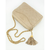 CHANEL Camera Tassel Bag Lammleder beige Pre-owned Designer Secondhand Luxurylove
