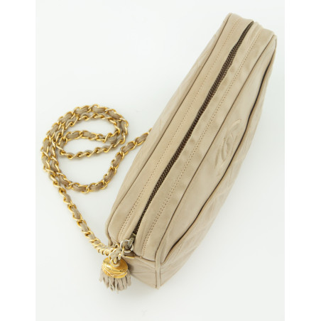 CHANEL Camera Tassel Bag Lammleder beige Pre-owned Designer Secondhand Luxurylove